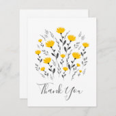 Modernes Gelbgraues Blumenmotiv Dankeskarte (Vorne/Hinten)