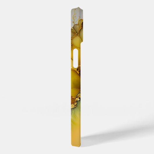 Modernes Gelbgrün-Marmormonogramm Personalisiert Case-Mate iPhone Hülle (Rückseite / Rechts)