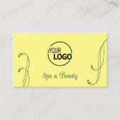 Modernes Gelbgrün Verziert mit Logos und Fotos Visitenkarte (Vorderseite)