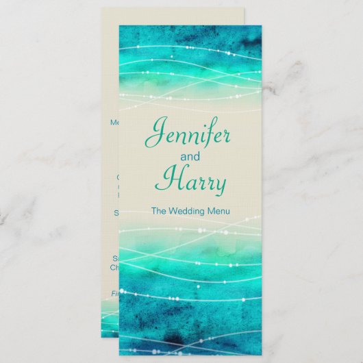 Modernes, gemaltes Hochzeitsmenü Menükarte (Vorne/Hinten)
