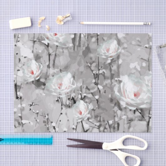 Modernes gemaltes Winter-Blumen-Muster Seidenpapier (Handwerk)