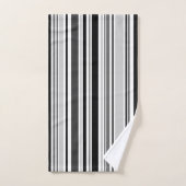 Modernes gemischtesgraues, schwarz, Weiß Stripes Badhandtuch Set (Handtuch)