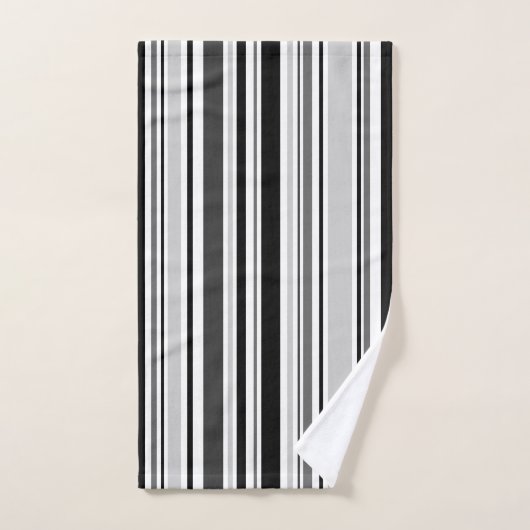 Modernes gemischtesgraues, schwarz, Weiß Stripes Badhandtuch Set (Handtuch)