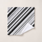 Modernes gemischtesgraues, schwarz, Weiß Stripes Badhandtuch Set (Waschlappen)