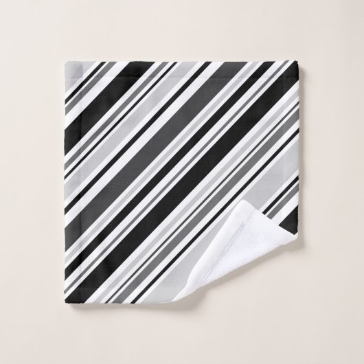 Modernes gemischtesgraues, schwarz, Weiß Stripes Badhandtuch Set (Waschlappen)