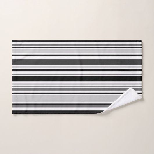 Modernes gemischtesgraues, schwarz, Weiß Stripes Badhandtuch Set (Handtuch)