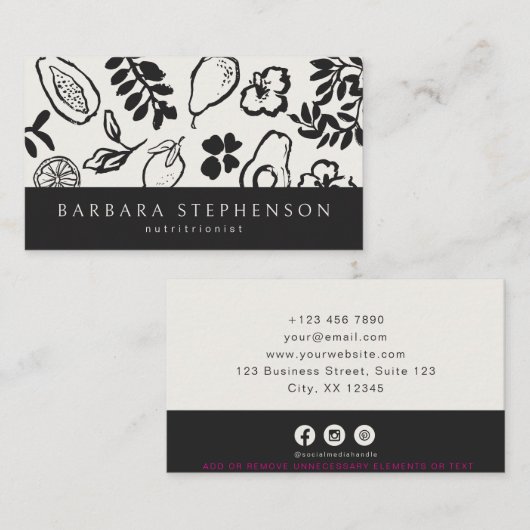 Modernes, gemustertes Ernährungsprogramm Visitenkarte (Vorne/Hinten)