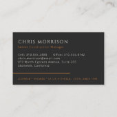 Modernes General Construction Management Black Visitenkarte (Rückseite)