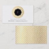 MODERNES GEO HEXAGON-Monogramm-Kasselgoldmuster Visitenkarte (Vorne/Hinten)