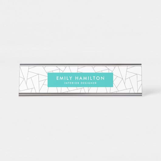 Modernes Geometikum | Personalisiert Schreibtischnamensplakette (Vorderseite )