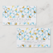 MODERNES GEOMETRIC Dreieck Aztec Muster grau blau Visitenkarte (Vorne/Hinten)