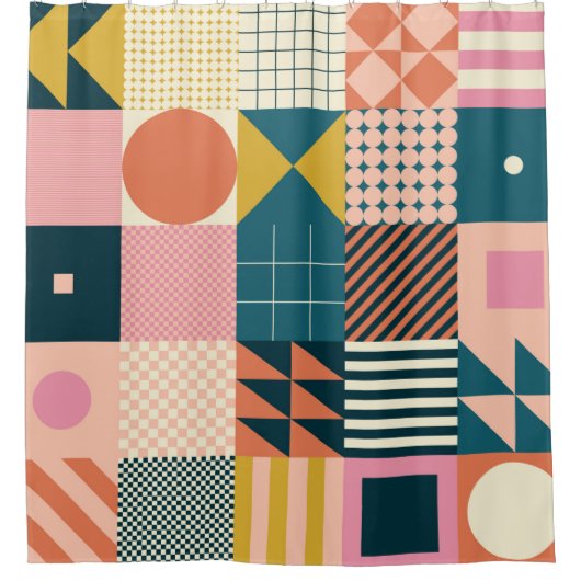 Modernes geometrisch abstraktes Musterdesign mit S Duschvorhang (Vorderseite)