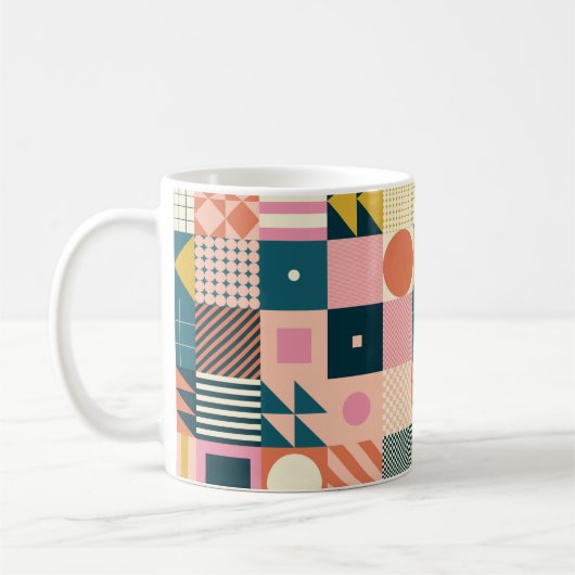 Modernes geometrisch abstraktes Musterdesign mit S Kaffeetasse (Links)
