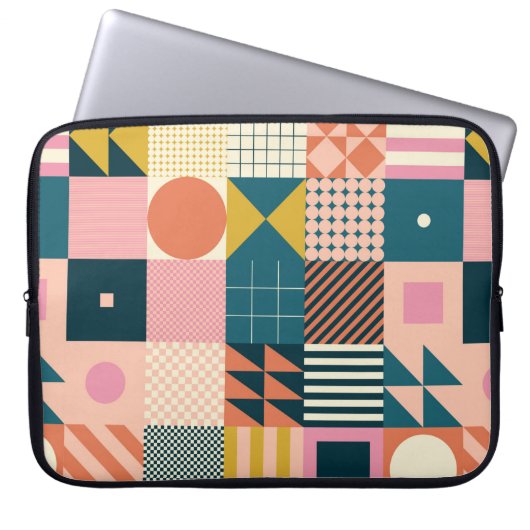 Modernes geometrisch abstraktes Musterdesign mit S Laptopschutzhülle (Vorderseite)