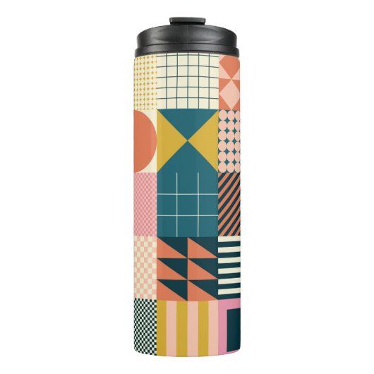 Modernes geometrisch abstraktes Musterdesign mit S Thermosbecher (Vorderseite)