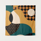 Modernes geometrisch abstraktes Patchwork-Muster,  Wandteppich (Vorderseite (Horizontal))