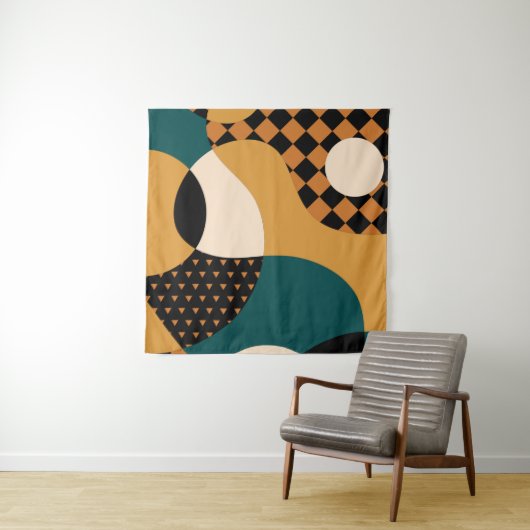Modernes geometrisch abstraktes Patchwork-Muster, Wandteppich (Beispiel (Horizontal))