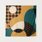 Modernes geometrisch abstraktes Patchwork-Muster, Wandteppich (Vorderseite)