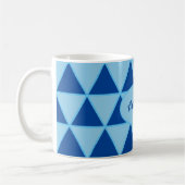 Modernes geometrisch blaues grafisches Muster mit Kaffeetasse (Links)