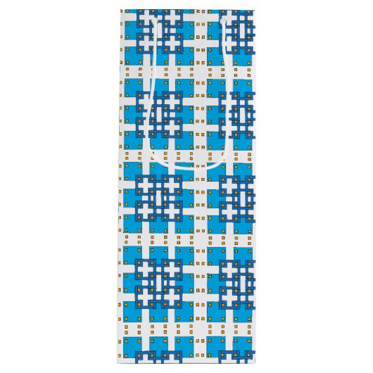 Modernes geometrisch blaues Seekartenmuster Geschenktüte Für Weinflaschen (Vorderseite)