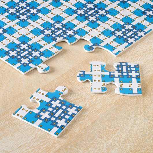 Modernes geometrisch blaues Seekartenmuster Puzzle (Seite)
