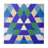 Modernes geometrisch-blaugrün-weißes Mosaik Fliese (Vorderseite)