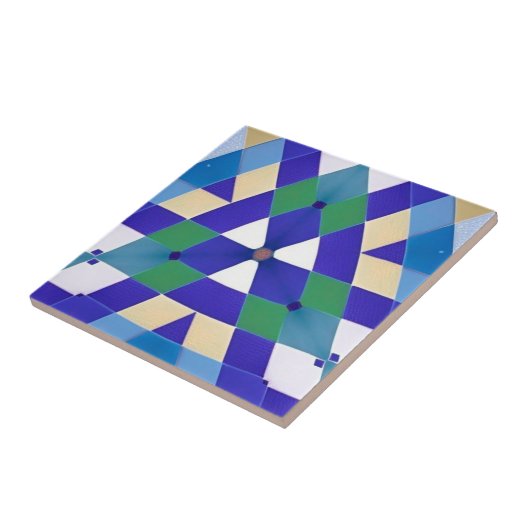 Modernes geometrisch-blaugrün-weißes Mosaik Fliese (Seite)