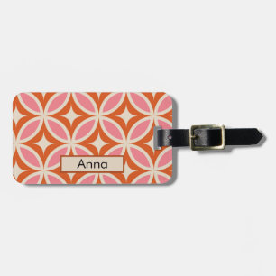 Modernes geometrisch rosa orangefarbenes Monogramm Gepäckanhänger