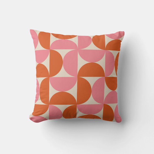 Modernes geometrisch-rosa-orangefarbenes Muster de Kissen (Vorderseite)