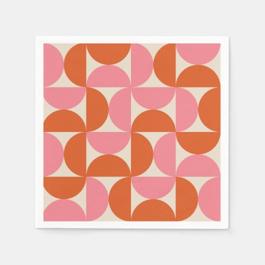 Modernes geometrisch-rosa-orangefarbenes Muster de Serviette (Vorderseite)
