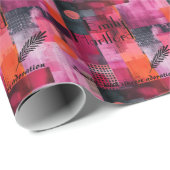 Modernes geometrisch rosa und schwarz personalisie geschenkpapier (Rolleneckpunkt)