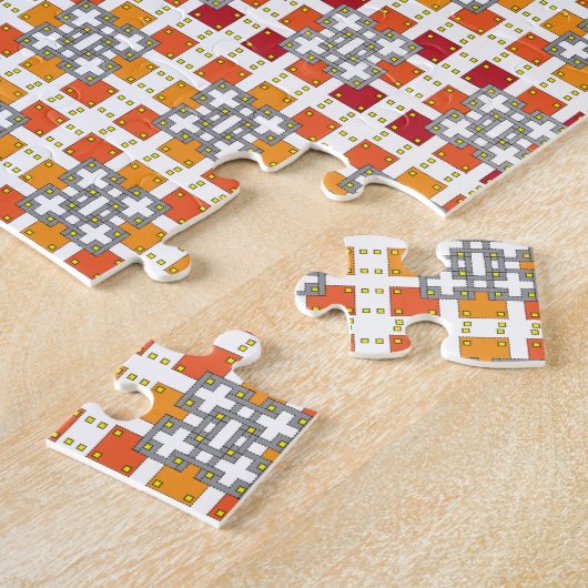 Modernes geometrisch rotes Muster der orangefarben Puzzle (Seite)