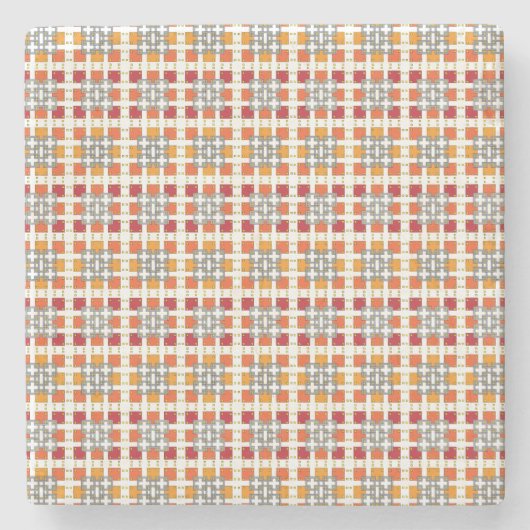 Modernes geometrisch rotes Muster der orangefarben Steinuntersetzer (Vorderseite)