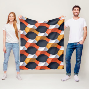Modernes geometrisches 3D-Wellenmuster in fettfarb Fleecedecke