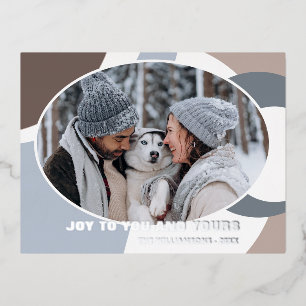 Modernes geometrisches Abstrakt Art Muster Silver Folien Feiertagspostkarte