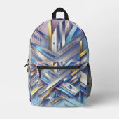 Modernes geometrisches Abstrakt Blau und Gold Bedruckter Rucksack (Vorderseite)