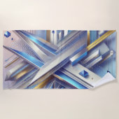Modernes geometrisches Abstrakt Blau und Gold Strandtuch (Vorderseite)