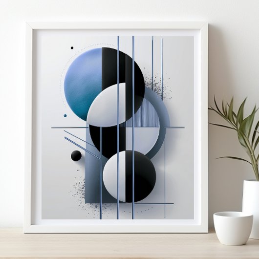 Modernes geometrisches Abstraktes Blau Elegant Min Poster