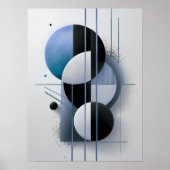 Modernes geometrisches Abstraktes Blau Elegant Min Poster (Vorne)