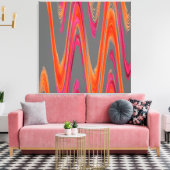 Modernes geometrisches Abstraktes Grau Orange Hot  Leinwanddruck (Insitu (Wohnzimmer))