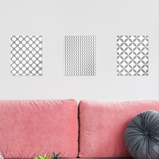 Modernes geometrisches Abstraktes Grau und Weiß Bilderwand Sets (Wohnzimmer)