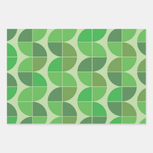Modernes geometrisches Abstraktes Grün des Mittelj Geschenkpapier Set