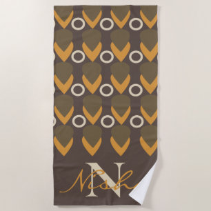 Modernes geometrisches Abstraktes Monogramm Strandtuch