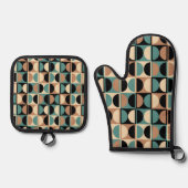 Modernes geometrisches Abstraktes Muster des Mitte Ofenhandschuh & Topflappen-Set (Vorderseite)