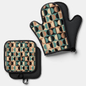 Modernes geometrisches Abstraktes Muster des Mitte Ofenhandschuh & Topflappen-Set (Vorderseite/Rückseite)