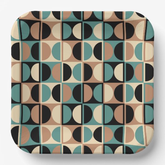 Modernes geometrisches Abstraktes Muster des Mitte Pappteller (Vorderseite)