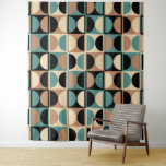 Modernes geometrisches Abstraktes Muster des Mitte Wandteppich<br><div class="desc">Retro Mitte Jahrhundert geometrische Half-Platz und Circle Muster schwarz Beige und Türkis.</div>