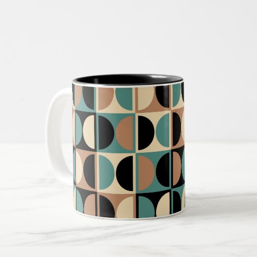Modernes geometrisches Abstraktes Muster des Mitte Zweifarbige Tasse (Vorderseite Links)
