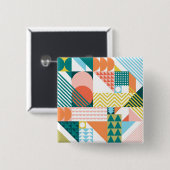 Modernes geometrisches Abstraktes Muster, fett Button (Vorne & Hinten)