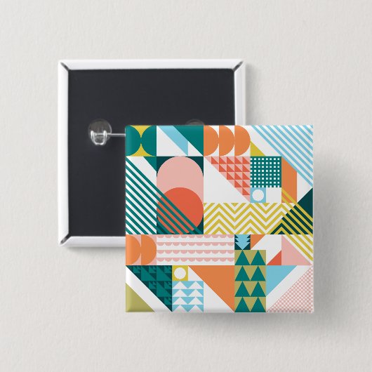 Modernes geometrisches Abstraktes Muster, fett Button (Vorne & Hinten)